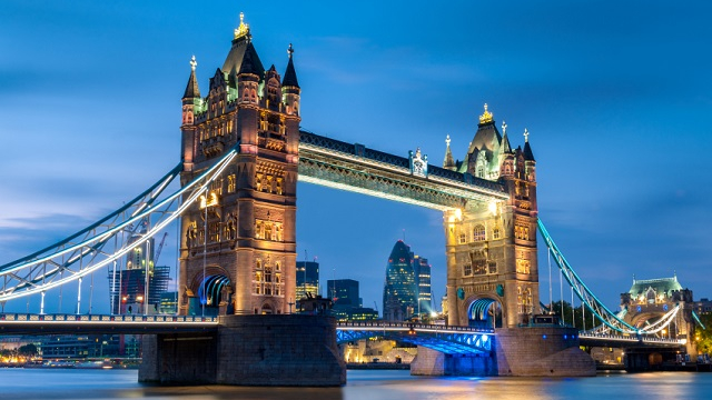 Tower Bridge at night. Copyright: iStock images. Image courtesy of iStock images. A view of illuminated Tower Bridge after dark.