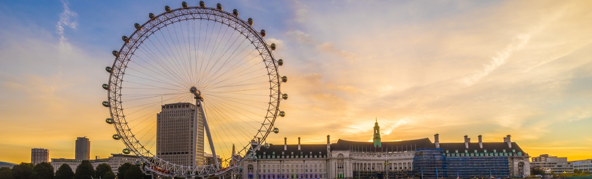 London Eye at sunset.