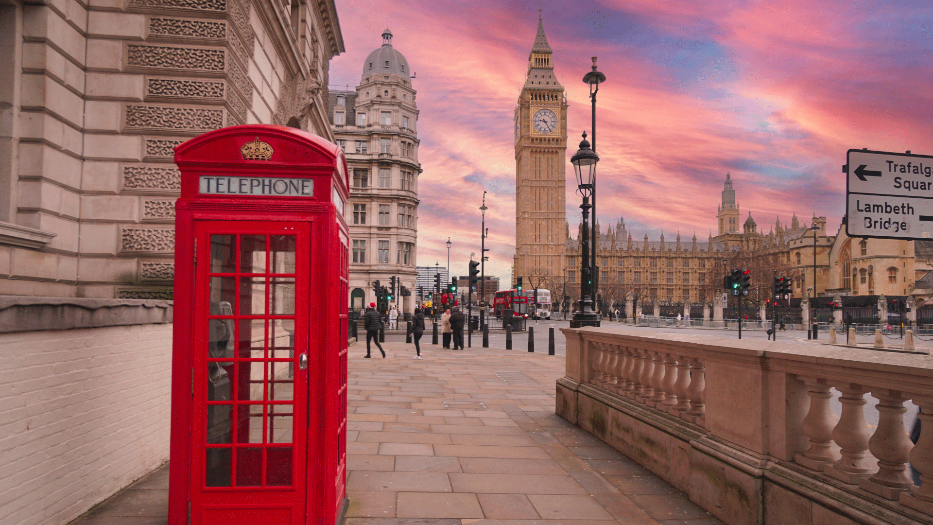 No London trip is complete without a visit to Big Ben, a feature in many of the highest ranking movies. Credit: Shutterstock. Image courtesy of Shutterstock. Pink sunset behind Big Ben with red telephone box in the foreground