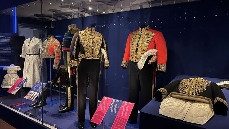 Gold embellished court suits at Kensington Palace's Dress Codes exhibition.