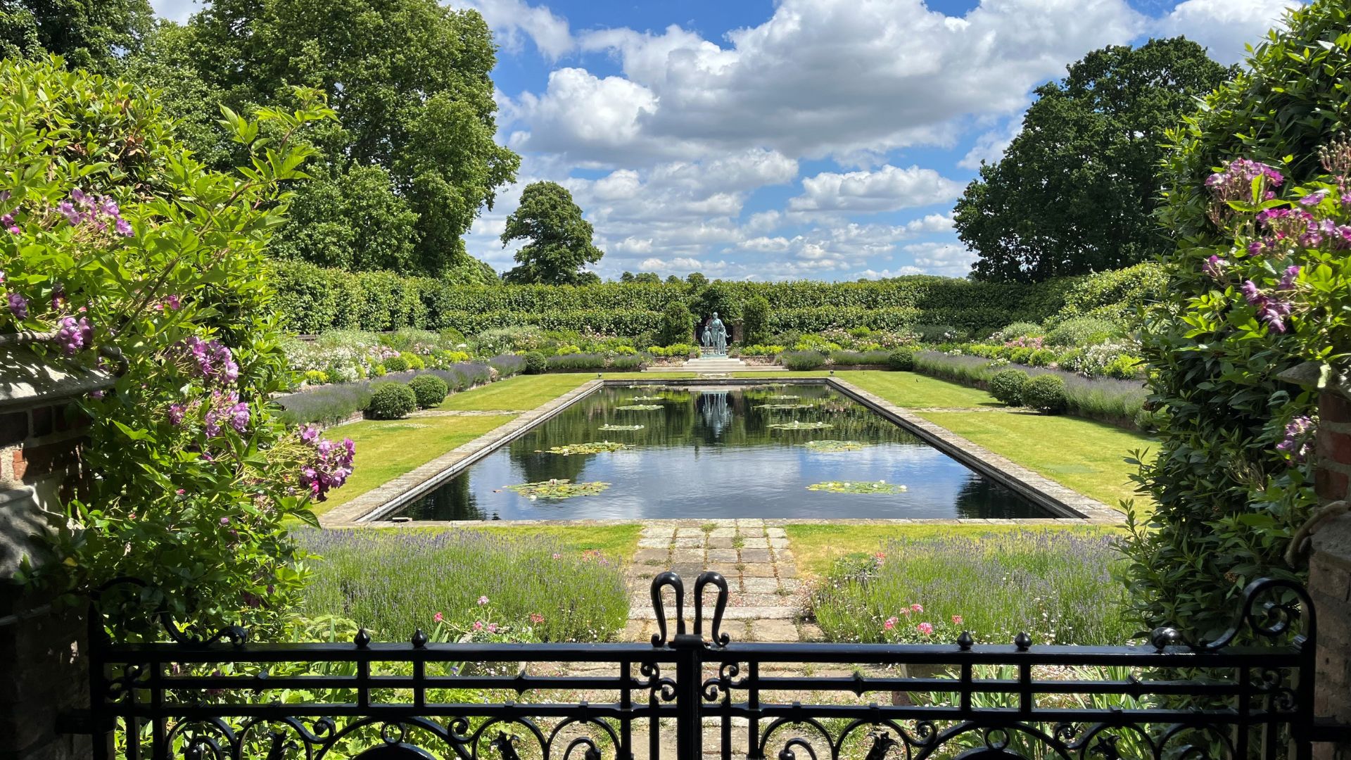 Visit the gardens at Kensington Palace and see a statue dedicated to Princess Diana in the Sunken Garden. © Visit London/Charlotte Pritchard. Statue dedicated to Princess Diana in the Sunken Garden at Kensington Palace.