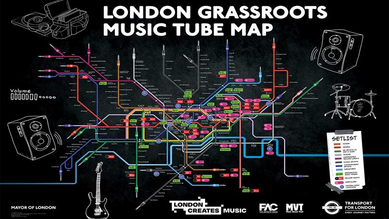 Artwork of London Music Tube map