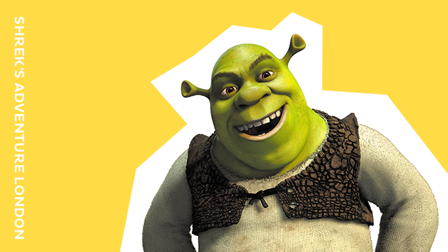 Have fun at Shrek's Adventure! London with the Merlin London Attractions Pass. Credit: Dreamworks Shrek © 2022 Dreamworks Animation L.L.C. Image courtesy of Big City Saver. A graphic of Shrek, from Shrek's Adventure! London, with the wording