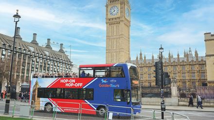 Discover London on a hop-on hop-off bus tour. Image courtesy of Golden Tours.