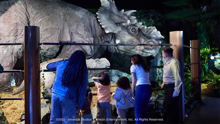 Step through the iconic Jurassic World gates and journey through 10 immersive zones at Jurassic World - The Experience. © Golden Tours/Richard Patterson