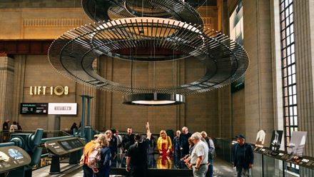 Explore original records and evocative media displays before embarking on the Lift 109 experience. © Lift 109/Joshua Atkins