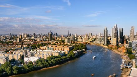 Enjoy a daytime view of London's iconic skyline at Lift 109 at Battersea Power Station. © Lift 109/Joshua Atkins
