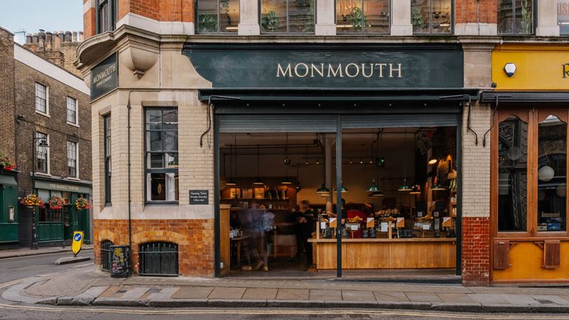 Choose from a variety of different flavours sourced, roasted and brewed by Monmouth Coffee Company. Credit: Monmouth Coffee Company. Image courtesy of Monmouth Coffee Company. A photo of the exterior of the Monmouth Coffee Company Borough branch