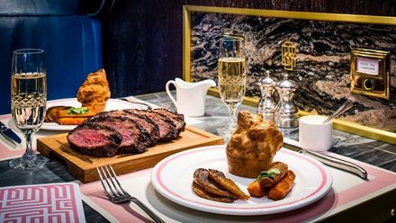 The champagne Sunday roast at Bob Bob Ricard. Image courtesy of Bob Bob Ricard.