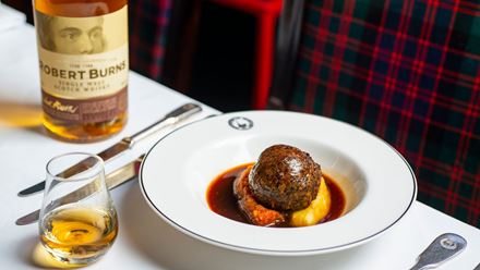Tuck into delightful traditional Scottish dishes at Burns Night week at Boisdale. Image courtesy of Boisdale.