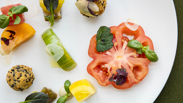 A place of varous brightly coloured vegetables and leaves.