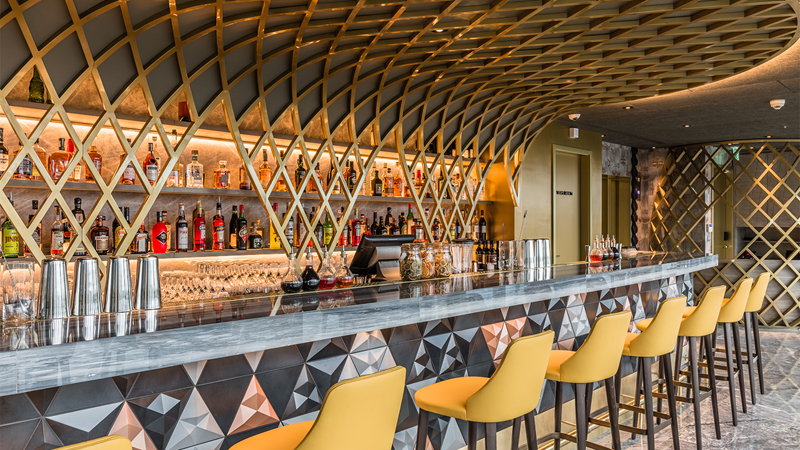 Enjoy Asian-inspired cocktails at Jin Bo Law Skybar. Credit: Jin Bo Law Skybar. Image courtesy of Jin Bo Law Skybar. The bar at Jin Bo Law Skybar