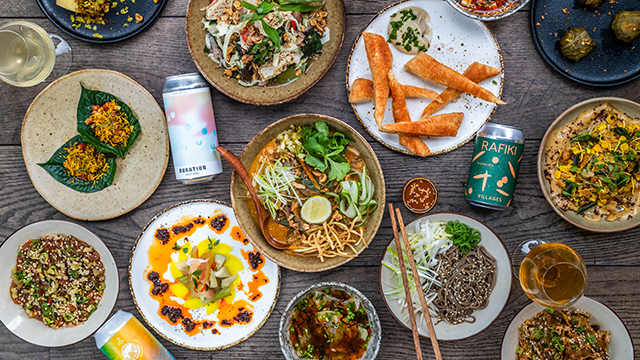 Selection of Thai inspired dishes served at The Alter, a plant based restaurant in Aldgate East.
