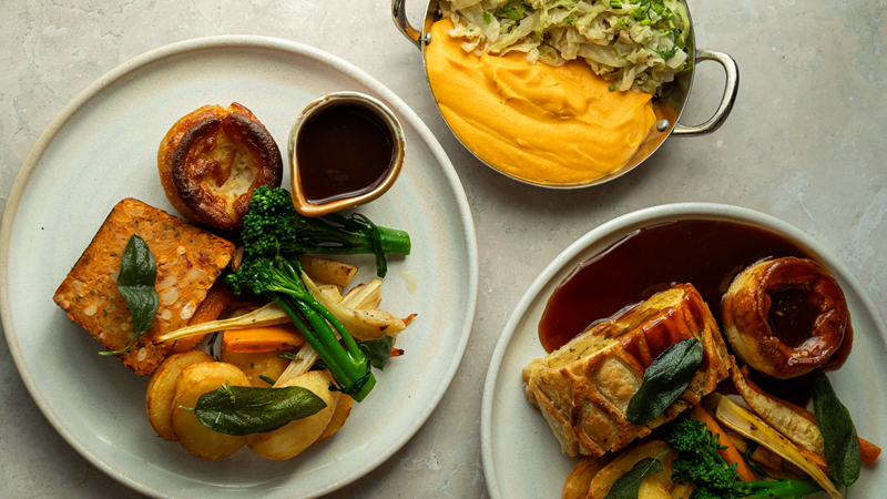 Try a vegan Sunday roast at Mildreds. Credit: Mildreds. Image courtesy of Mildreds. Mildreds vegan Sunday lunch