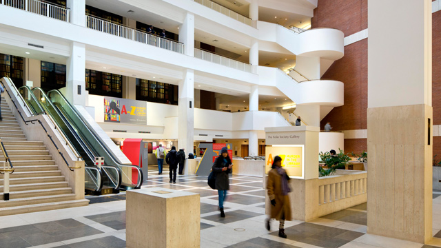 Step inside The British Library. Image courtesy of The British Library. Inside the British Library, a cultural institution in London's King's Cross area.