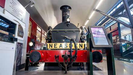 Spot the world's first Underground steam train at London Transport Museum. Image courtesy of London Transport Museum.