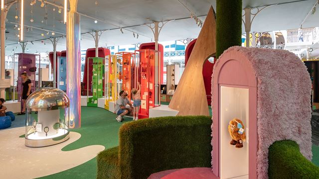 Interior of the Young V&A Play Gallery with a view across the colourful Mini Museum