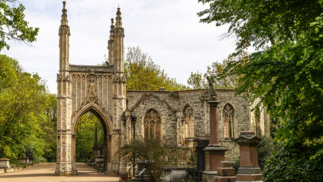 Ornate Anglican Chapel at Nunhead Cemetery, London