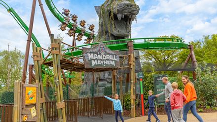 The Mandrill Mayhem rollercoaster at the Chessington World of Adventures resort. Image courtesy of Chessington World of Adventures.