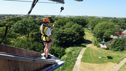 Experience the ultimate adrenaline rush and free-fall from a 24-metre tower, attached to a Power Fan restraint system. Image courtesy of Golden Tours.