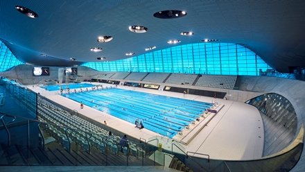 Choose one of the seats with a great view of the pool at the London Aquatics Centre. Credit: Everyone Active.