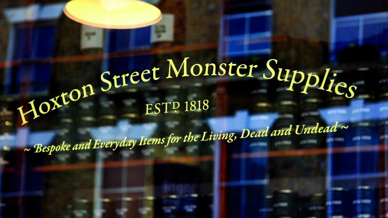 Exterior of Hoxton Street Monster Supplies, London.