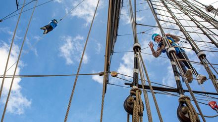 Climb to great heights on the Cutty Sark Rig Climb experience in Greenwich. Image courtesy of Royal Museums Greenwich. Photo credit: Nathan Turner. 