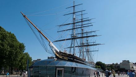 Picture yourself as the ship's captain, take the helm at the ship's wheel and marvel at the towering masts and 11 miles of rigging on the Cutty Sark. Image courtesy of Royal Museums Greenwich. Photo credit: Nathan Turner. 
