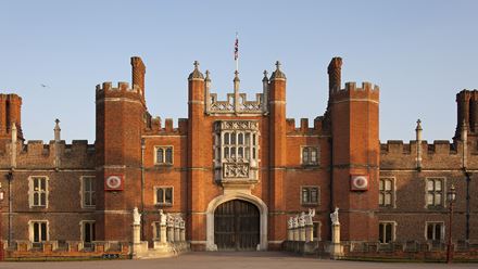 Enter former royal residence Hampton Court Palace via the Great Gatehouse. Image courtesy of Historic Royal Palaces © Historic Royal Palaces