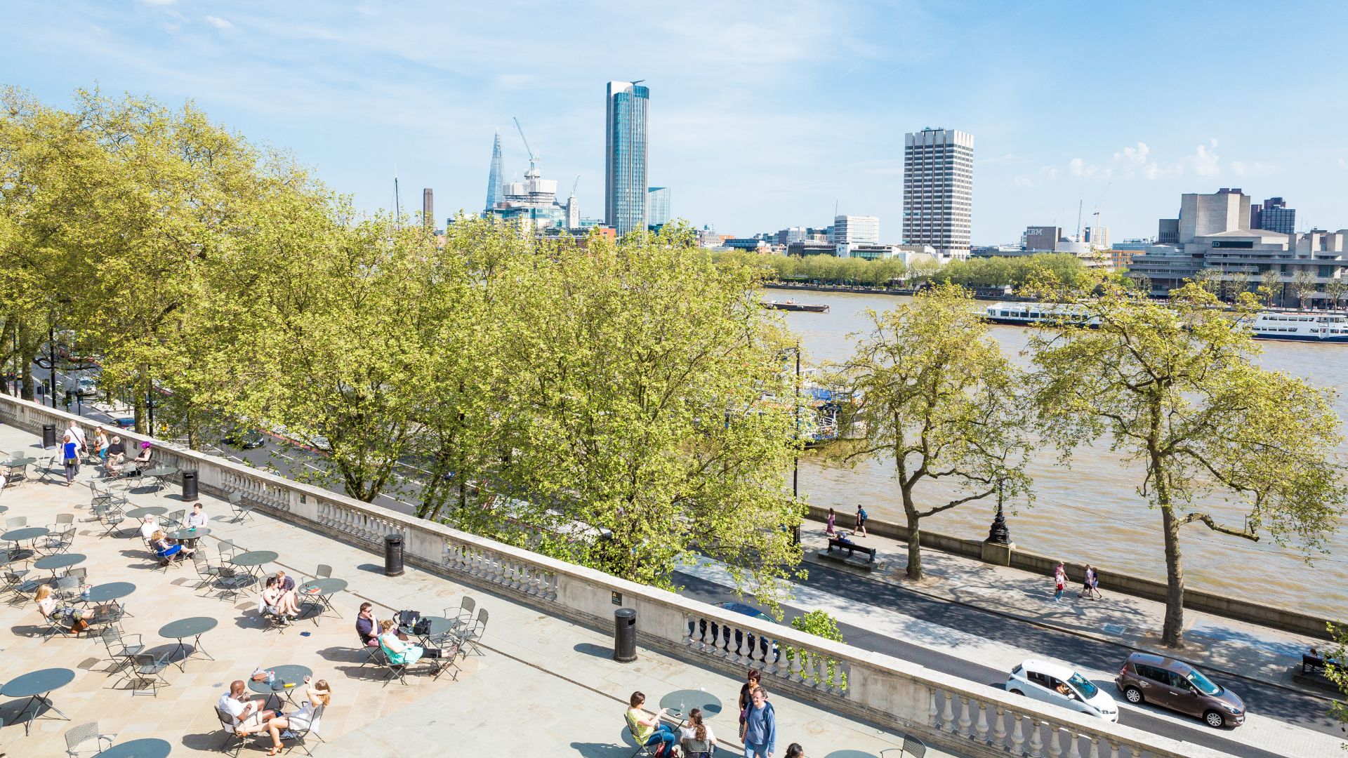 River terrace, Somerset House. Photo credit: Kevin Meredith. Image courtesy of Somerset House. River terrace at Somerset House overlooking the Thames.
