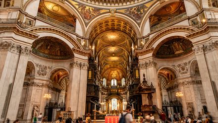 Enter St Paul's Cathedral and marvel at the architecture and memorials that bear witness to the great leaders who have walked within its walls. © London & Partners/Michael Barrow