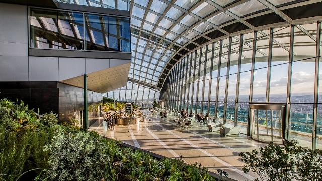 The Sky Pod Bar inside the Sky Garden at 20 Fenchurch Street. Image courtesy of Sky Garden. The Sky Pod Bar inside the Sky Garden at 20 Fenchurch Street. Image courtesy of Sky Garden.