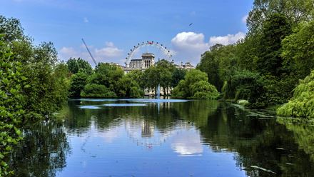Enjoy a leisurely stroll through St James’s Park and spot famous landmarks. Image courtesy of Shutterstock/ Kiev Victor.