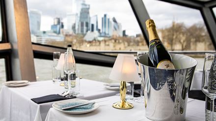 Sip on a glass of bubbles on an evening cruise. Image courtesy of City Cruises.