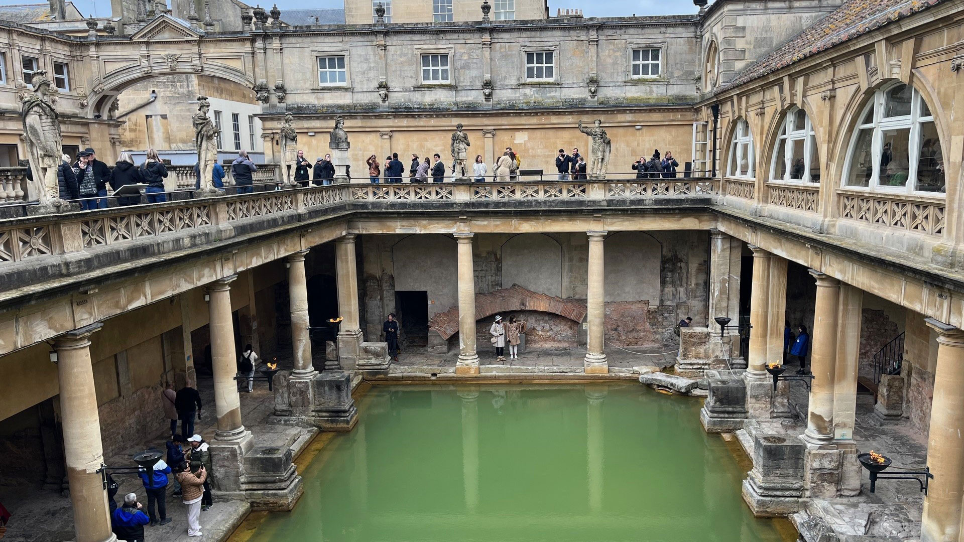 Join a tour of the Roman Baths. © Visit London/Charlotte Pritchard. Roman Baths complex in Bath.