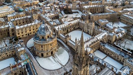 Areal view of central Oxford in the winter. Image courtesy of Shutterstock