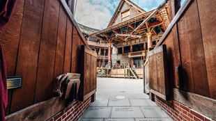 Overview of the Shakespeare Globe open-air amphitheatre and its wooden structure 