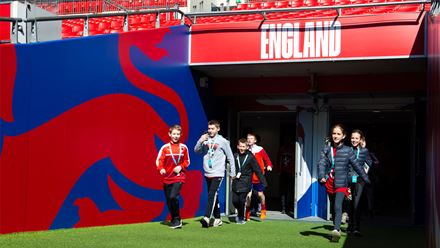 Go behind the scenes and walk through Wembley’s player’s tunnel. Image courtesy of Golden Tours.