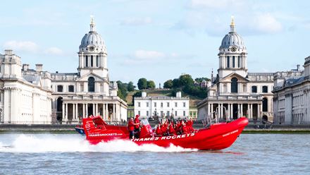 Journey through the amazing Thames Barrier on a Thames Rockets experience. Image courtesy of Golden Tours.
