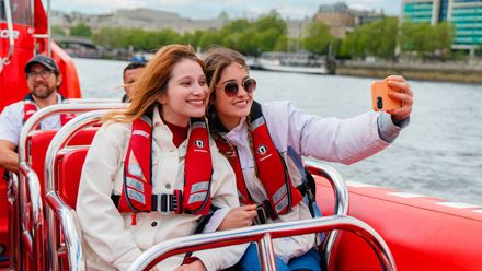 Soak up epic views on the Ultimate London Adventure on a Thames Rockets tour. Image courtesy of Golden Tours.