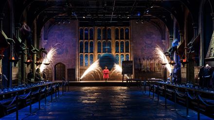 Discover the Great Hall makeover at the Magical Mischief takeover of the Warner Bros. Studio Tour - The Making of Harry Potter. TM & © Warner Bros. Entertainment Inc. Harry Potter Publishing Rights © JKR.
