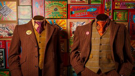 See the Weasley brothers costumes up close at the Magical Mischief takeover of the Warner Bros. Studio Tour - The Making of Harry Potter. TM & © Warner Bros. Entertainment Inc. Harry Potter Publishing Rights © JKR.