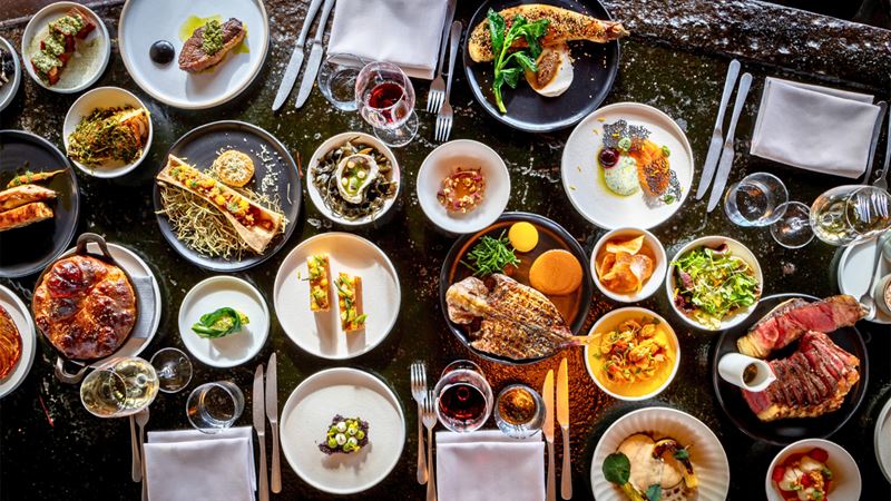 An assortment of sustainable dishes at Barge East in Hackney Wick, London.