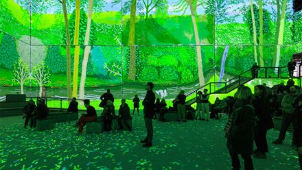 Discover six themed chapters of iconic works at David Hockney: Bigger & Closer. Photo credit: Justin Sutcliffe. Image courtesy of Lightroom.