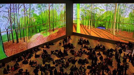 Experience 60 years of Hockney’s art at Lightroom. Photo credit: Justin Sutcliffe. Image courtesy of Lightroom.