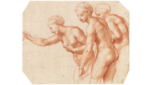 Drawing of three women by Raphael, The Three Graces.