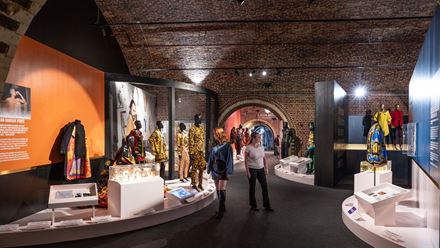 Discover more than 450 vintage Versace pieces at the Gianni Versace Retrospective exhibition at Arches London Bridge. © Justin Sutcliffe / About Grace PR