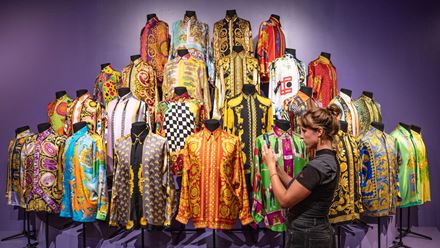 Step into the dazzling world of Gianni Versace at Gianni Versace Retrospective on display at Arches London Bridge. © Justin Sutcliffe / About Grace PR