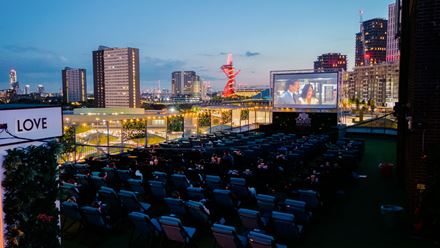 Take in the skyline vistas during your next movie date at Rooftop Film Club. Credit: Rooftop Film Club. Image courtesy of Rooftop Film Club.