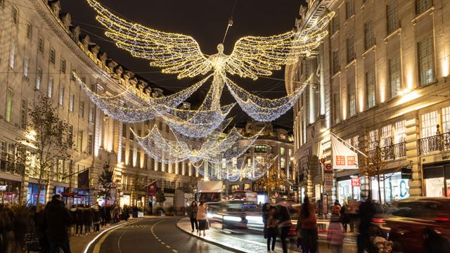 Regent Street is dazzling with its traditional Christmas decorations and the iconic angles.